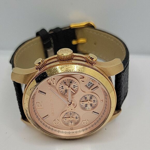 Michael Kors Runway MK5128 Women's Black Leather Analog dial quartz Watch AM551 - Picture 7 of 11